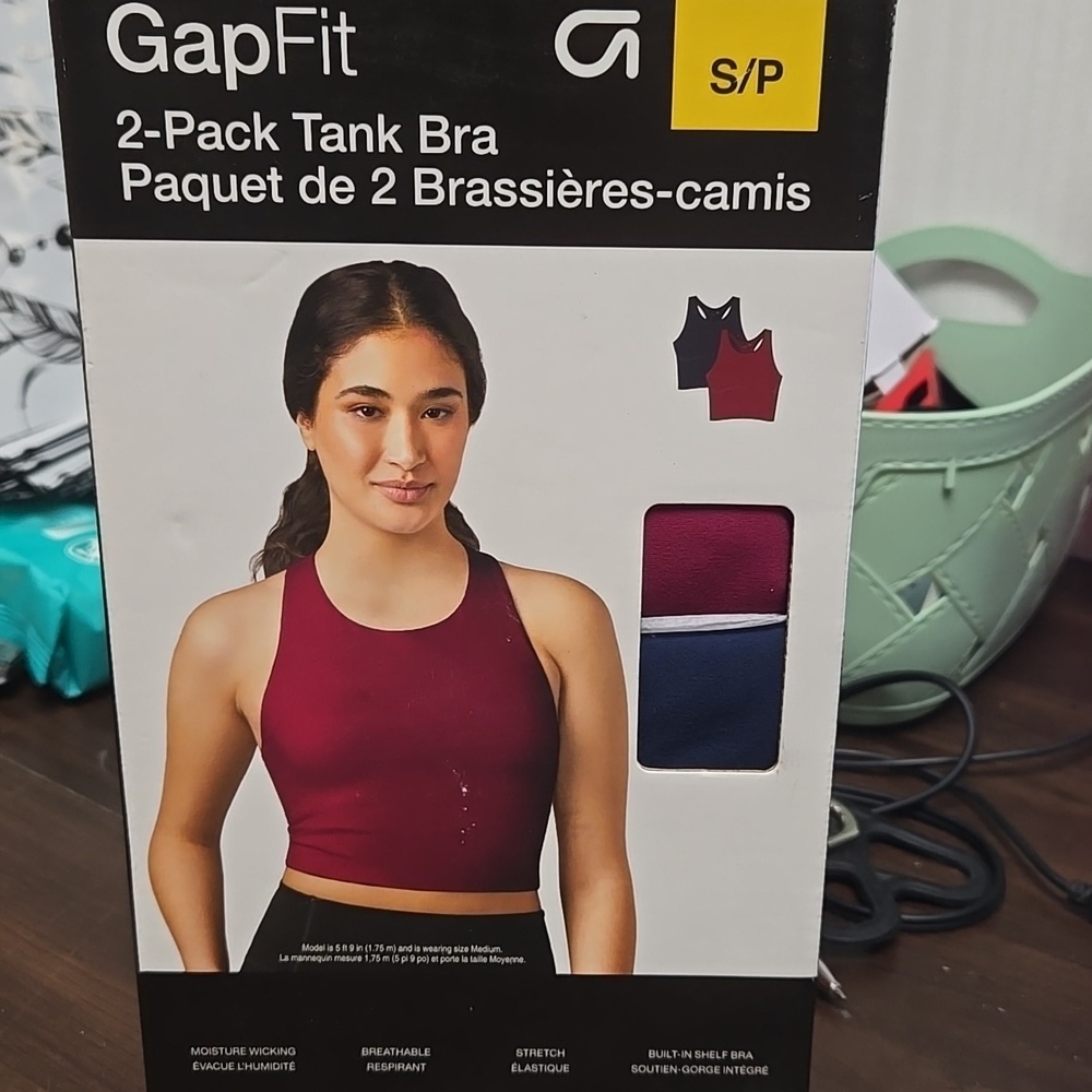 Gap Fit Size S Burgundy and Navy 2 Pack of Tank Bras